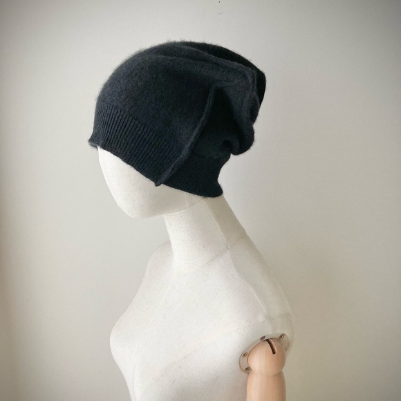joodito origami crown 100% cashmere sweater hat winter beanie cloche beret black - Picture 7 of 9
